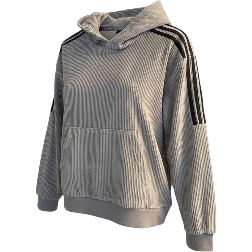 Adidas Ivy Park Hooded Corduoy Long Sleeve 3 Striped Sweatshirt Sz M (kids)